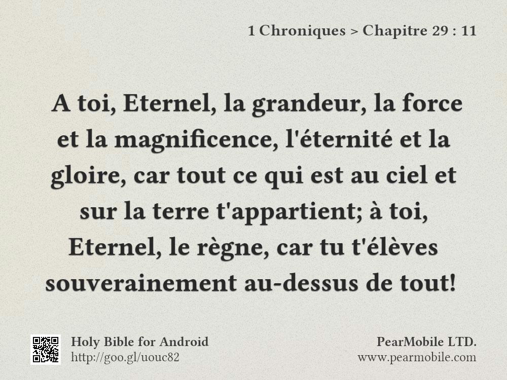 1 Chroniques, Chapitre 29:11